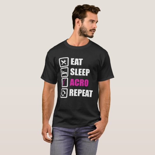 Eat Sleep Acro Repeat for Gymnastics Tシャツ (正面フル)