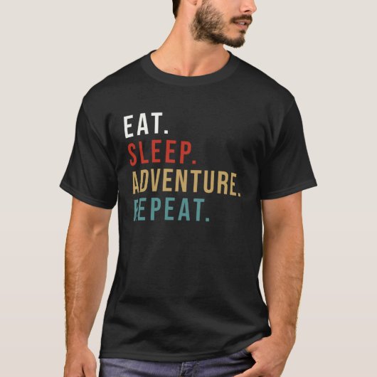 Eat Sleep Adventure Repeat Rider for Motorbike Tou Tシャツ (正面)