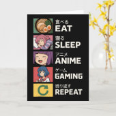 Eat Sleep Anime Gaming Repeat カード (黄色い花)