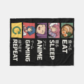 Eat Sleep Anime Gaming Repeat  フリースブランケット (正面(横))