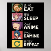 Eat Sleep Anime Gaming Repeat ポスター (正面)
