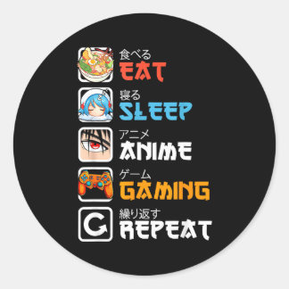 Eat Sleep Anime Gaming Repeat Gamer Men Teen Boy G ラウンドシール