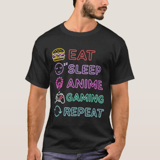 Eat Sleep Anime Gaming Repeat Gamer Men Teen Boy G Tシャツ