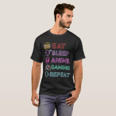 Eat Sleep Anime Gaming Repeat Gamer Men Teen Boy G Tシャツ (正面フル)