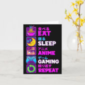 Eat Sleep Anime Gaming Repeat Kawaii Otaku Anime M カード (黄色い花)