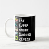 Eat Sleep Anime Gaming Repeat Kawaii Otaku Anime M コーヒーマグカップ (左)