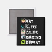 Eat Sleep Anime Gaming Repeat Kawaii Otaku Anime M マグネット (正面/裏面)