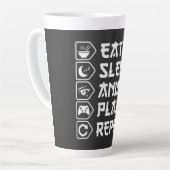 Eat Sleep Anime Play Repeat Otaku Anime Lifestyle カフェラテマグ (左アングル)