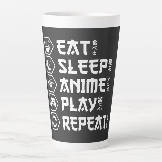 Eat Sleep Anime Play Repeat Otaku Anime Lifestyle カフェラテマグ (正面)