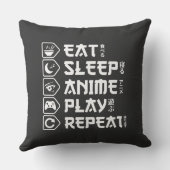 Eat Sleep Anime Play Repeat Otaku Anime Lifestyle クッション (裏面)