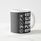 Eat Sleep Anime Play Repeat Otaku Anime Lifestyle ジャンボコーヒーマグカップ (正面右)