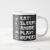 Eat Sleep Anime Play Repeat Otaku Anime Lifestyle ジャンボコーヒーマグカップ (右)