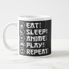 Eat Sleep Anime Play Repeat Otaku Anime Lifestyle ジャンボコーヒーマグカップ
