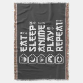 Eat Sleep Anime Play Repeat Otaku Anime Lifestyle スローブランケット (正面縦)
