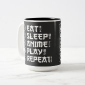 Eat Sleep Anime Play Repeat Otaku Anime Lifestyle ツートーンマグカップ (正面左)