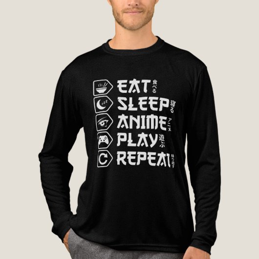 Eat Sleep Anime Play Repeat Otaku Anime Lifestyle トライブレンドＴシャツ (正面)