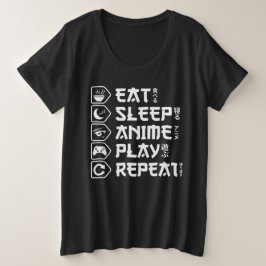 Eat Sleep Anime Play Repeat Otaku Anime Lifestyle プラスサイズTシャツ