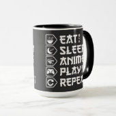 Eat Sleep Anime Play Repeat Otaku Anime Lifestyle マグカップ (正面右)