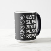 Eat Sleep Anime Play Repeat Otaku Anime Lifestyle モーフィングマグカップ (正面右)