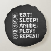 Eat Sleep Anime Play Repeat Otaku Anime Lifestyle ラウンドクッション (裏面)