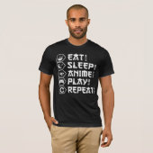 Eat Sleep Anime Play Repeat Otaku Anime Lifestyle Tシャツ (正面フル)