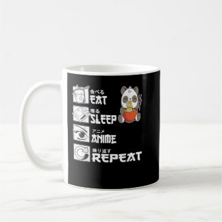 Eat Sleep Anime Repeat Bear Eating Ramen Japanese コーヒーマグカップ
