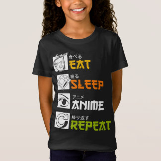 eat sleep anime repeat |funny japanese manga tシャツ