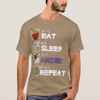 Eat Sleep Anime Repeat Kawaii Otaku Manga Japan Fa Tシャツ