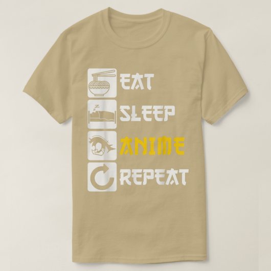 Eat Sleep Anime Repeat Manga Japan Saying Cosplay Tシャツ (デザイン正面)