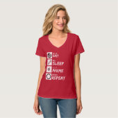 EAT SLEEP ANIME REPEAT Tシャツ (正面フル)