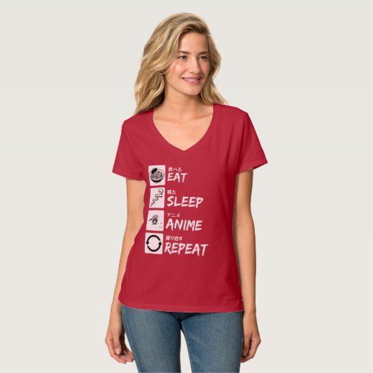 EAT SLEEP ANIME REPEAT Tシャツ (正面フル)