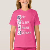 EAT SLEEP ANIME REPEAT Tシャツ (正面)