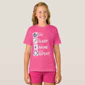 EAT SLEEP ANIME REPEAT Tシャツ (正面フル)