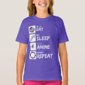 EAT SLEEP ANIME REPEAT Tシャツ (正面)