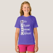 EAT SLEEP ANIME REPEAT Tシャツ (正面フル)