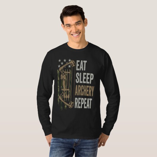 Eat Sleep Archery Repeat  Camouflage Bow USA  Arch Tシャツ (正面フル)