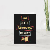 Eat Sleep Badminton Repeat Badminton Player Retro, カード (正面)