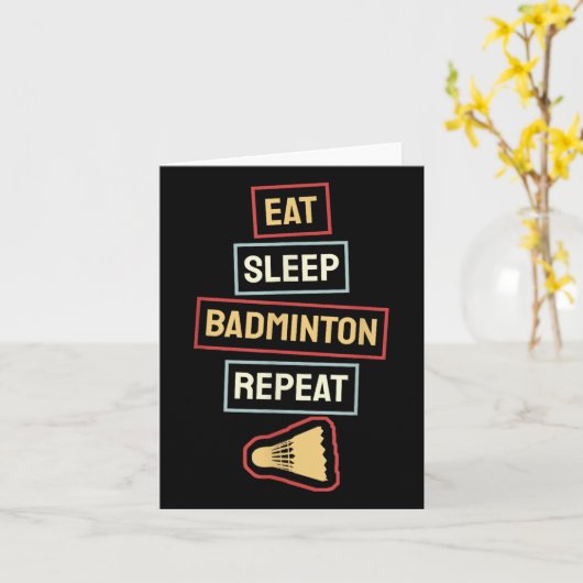 Eat Sleep Badminton Repeat Badminton Player Retro, カード (黄色い花)