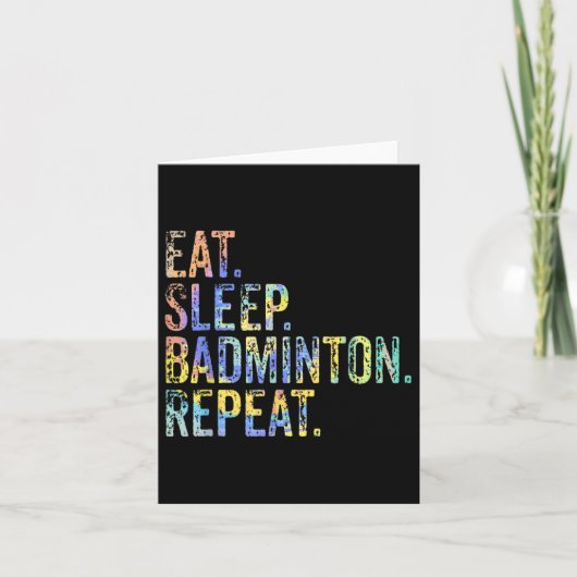 Eat Sleep Badminton Repeat Vintage Funny Badminton カード (正面)