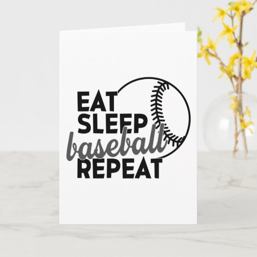 Eat Sleep Baseball Repeat カード (黄色い花)