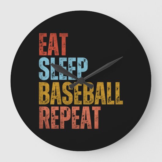 EAT SLEEP BASEBALL REPEAT ラージ壁時計 (正面)