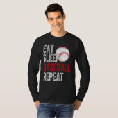 Eat Sleep Baseball Repeat Baseball Player  Basebal Tシャツ (正面フル)