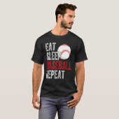 Eat Sleep Baseball Repeat Baseball Player  Basebal Tシャツ (正面フル)
