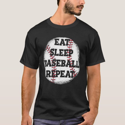Eat Sleep Baseball Repeat Baseball Player Dad Coac Tシャツ (正面)