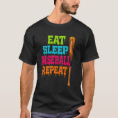 Eat Sleep Baseball Repeat Drip Tシャツ (正面)
