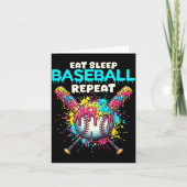 Eat Sleep Baseball Repeat Funny Ice Cream Drip Cro カード (正面)