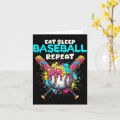 Eat Sleep Baseball Repeat Funny Ice Cream Drip Cro カード (黄色い花)