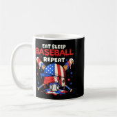 Eat Sleep Baseball Repeat Funny Ice Cream Drip Cro コーヒーマグカップ (左)
