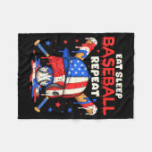 Eat Sleep Baseball Repeat Funny Ice Cream Drip Cro フリースブランケット (正面(横))