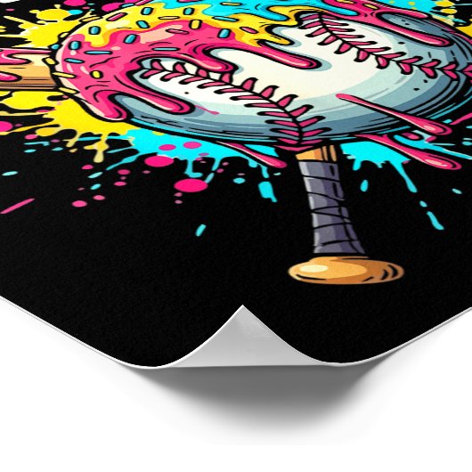 Eat Sleep Baseball Repeat Funny Ice Cream Drip Cro ポスター (角)